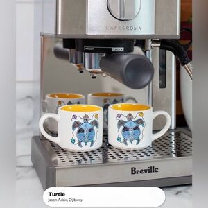 Native Espresso Mugs Set of 2 Ceramic 3oz Turtle Coffee Espresso Cups